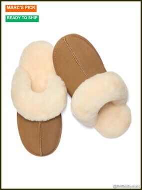 Women's Cozy Australian Sheepskin Suede Scuff Slippers